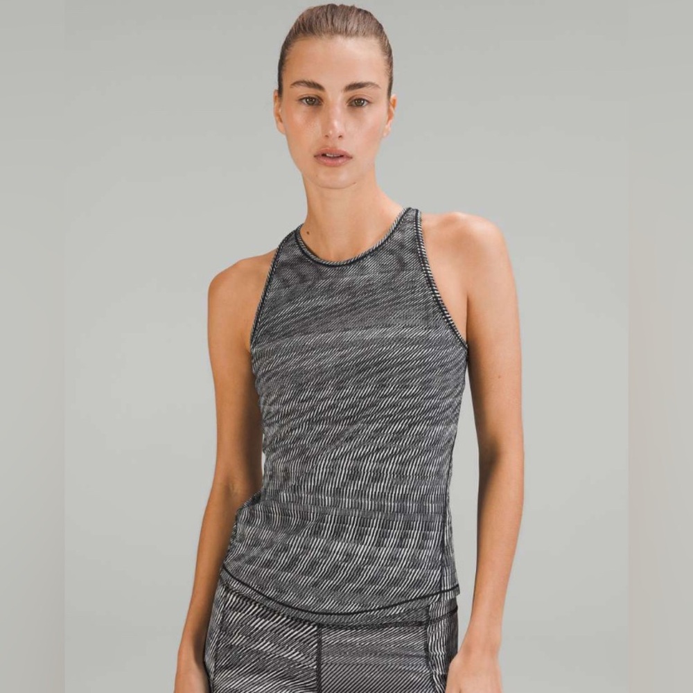 NWT Lululemon Base Pace Ribbed Tank size 12 Time Warp Alpine/ LUXTREME
